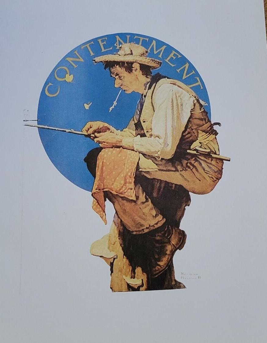 Contentment Man Fishing Fisherman by Norman Rockwell 8×10″ Print