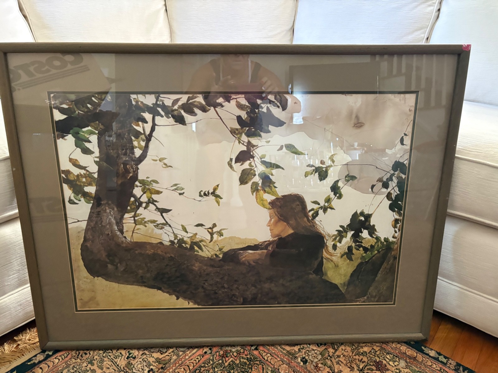 Large Vintage Framed Andrew Wyeth “Helga Series” Reproduction Print Possibly aft