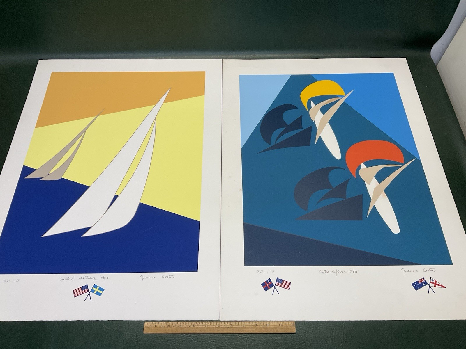 Skipper’s Ed. Set of 2 Franco Costa SIGNED America’s Cup 1980 Serigraphs XLVI/CX