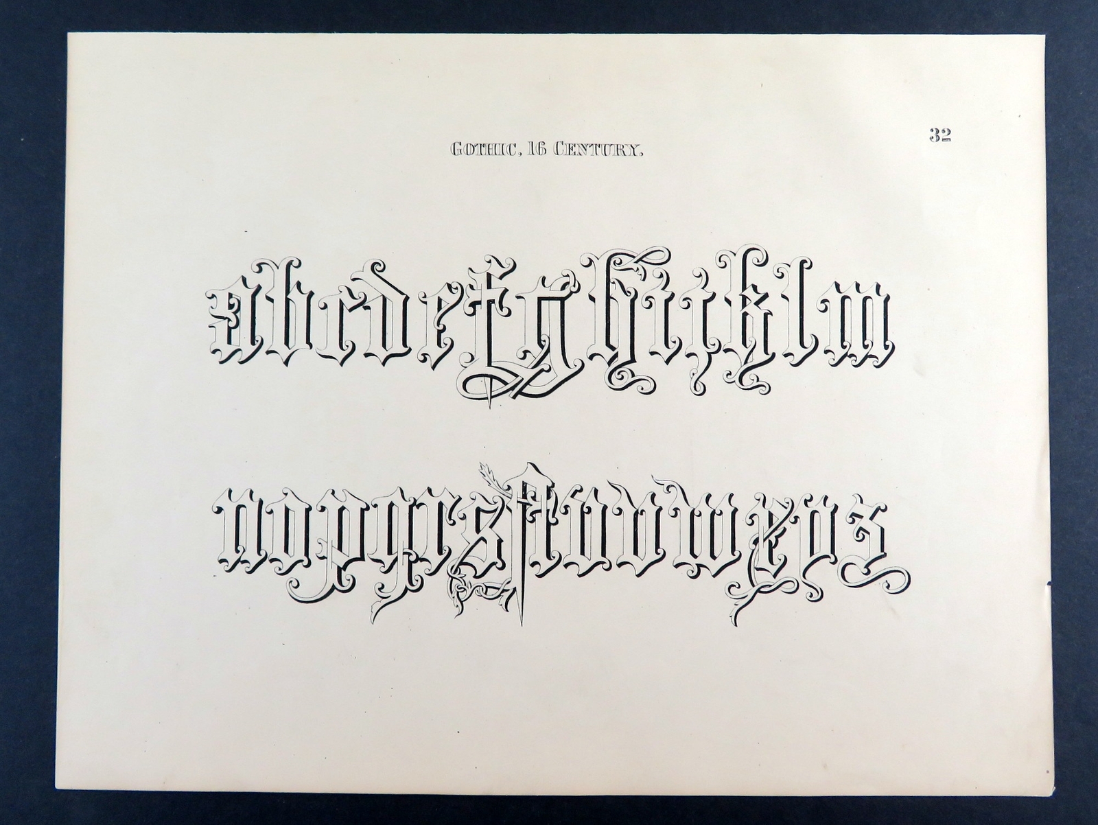 Gothic, 16th Century – 1877 Frederick Copley vintage calligraphy alphabet print