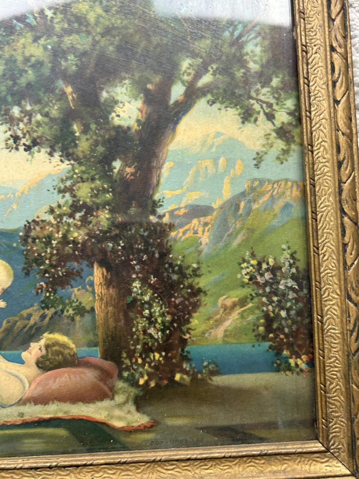 Original 1925 R Atkinson Fox Love’s Paradise Lithograph Art Deco Framed Print