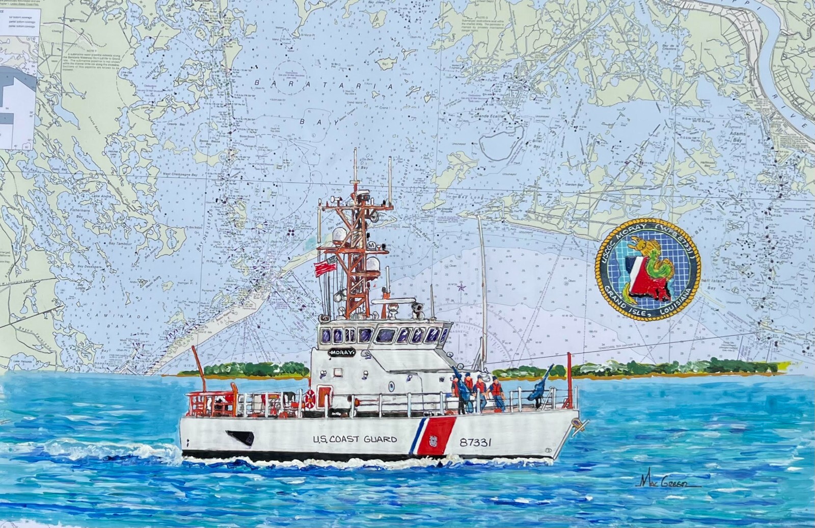 USCGC Moray WPB 87331 Art Print Grand Isle LA Veteran Coast Guardsman Coastie