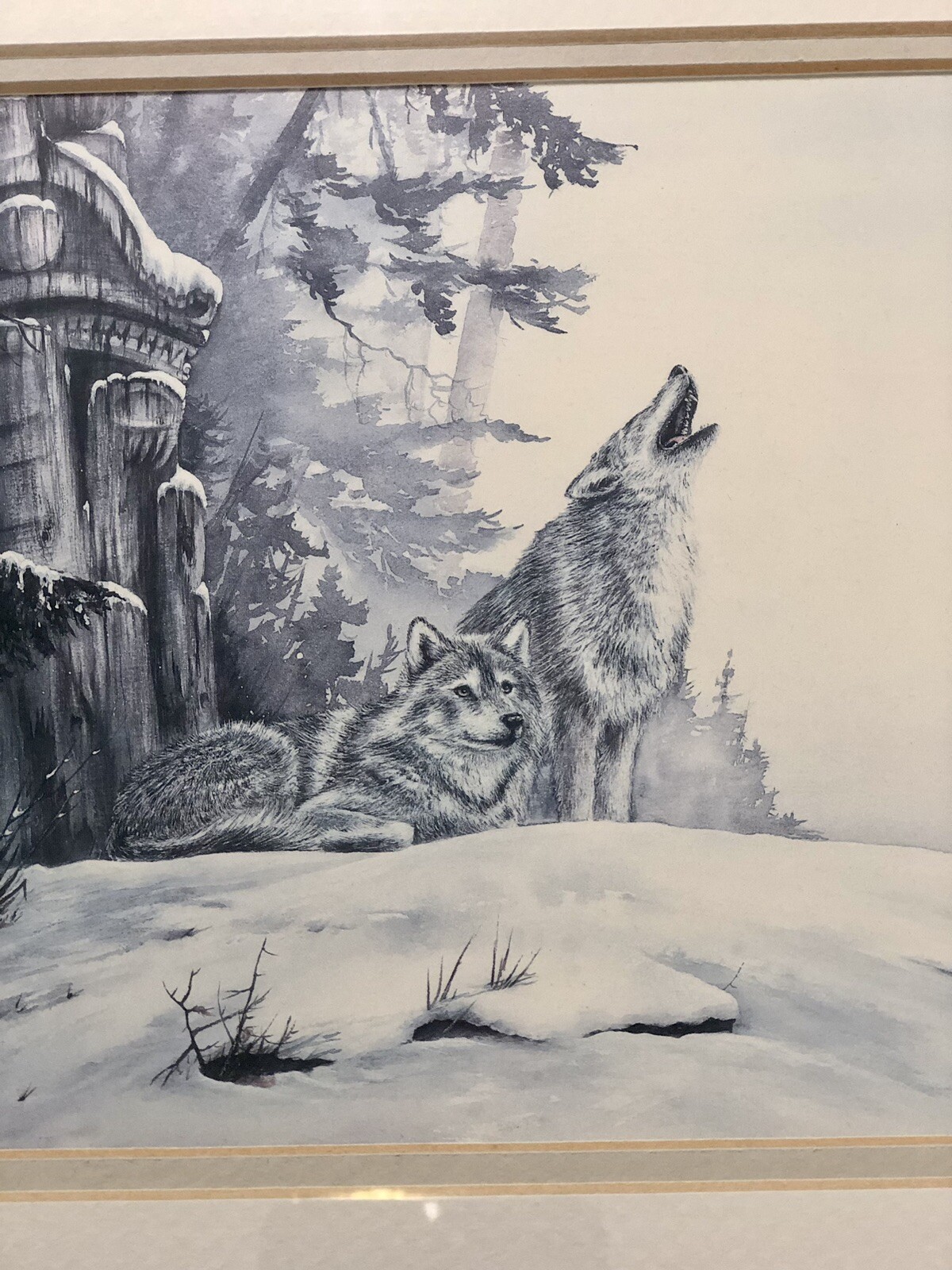 Sue Coleman Power of the Wolf Double Matted & Framed Print 16 x 13