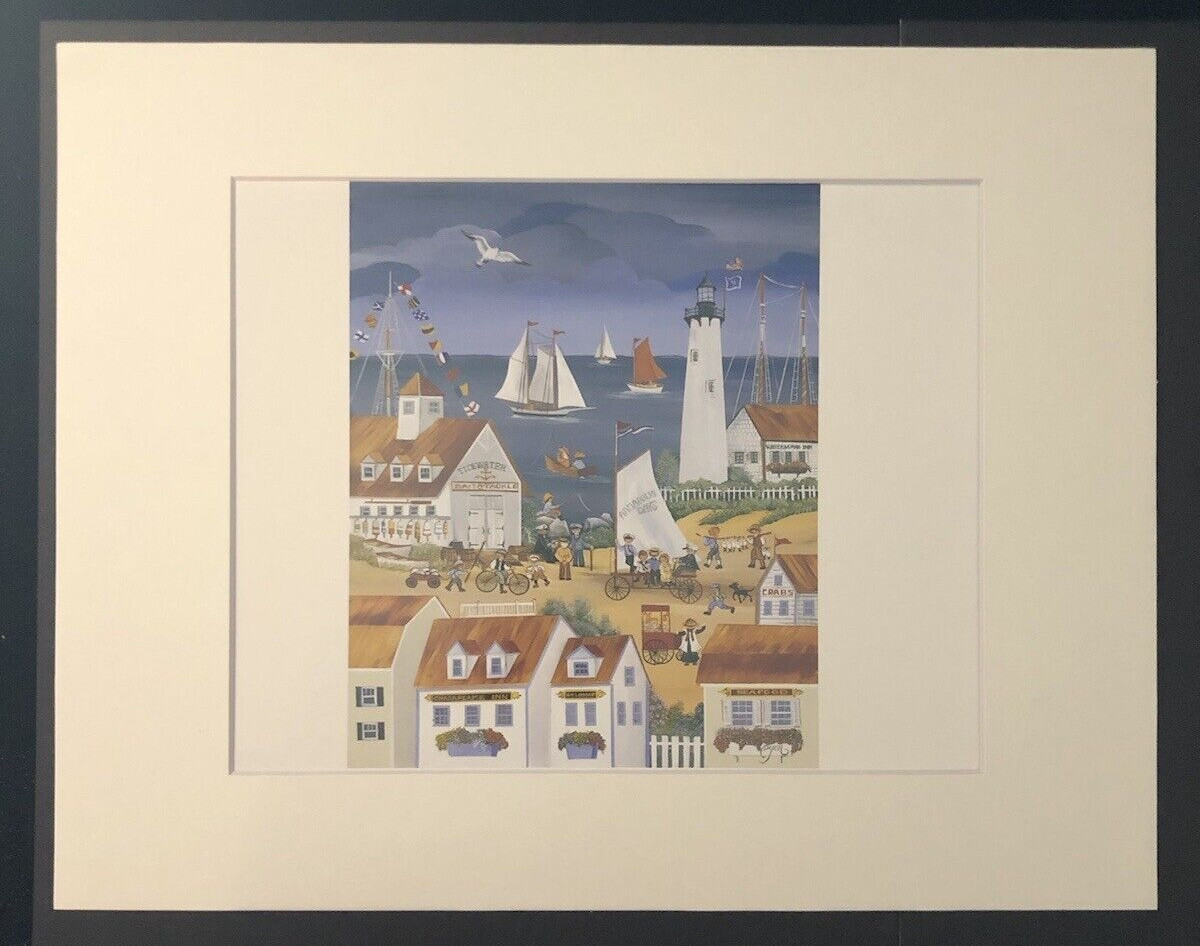 “Chesapeake Harbor Days” by Carol Dyer 11 x 14 Matted Folk Art Print
