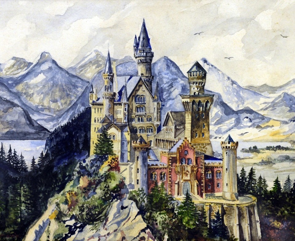 Adolf Hitler: Neuschwanstein Castle (1914) Archival Quality Fine Art Print