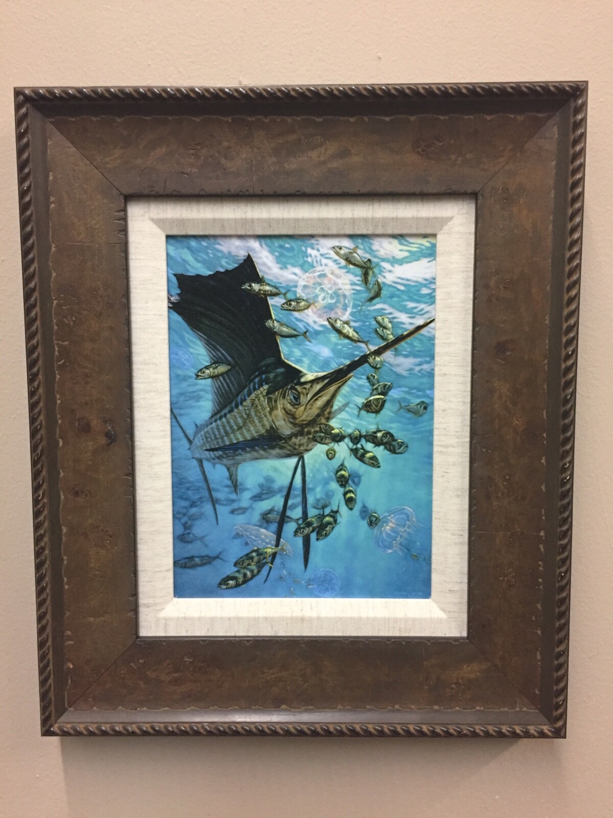 Don Ray Sailfish & Moonjellies print framed