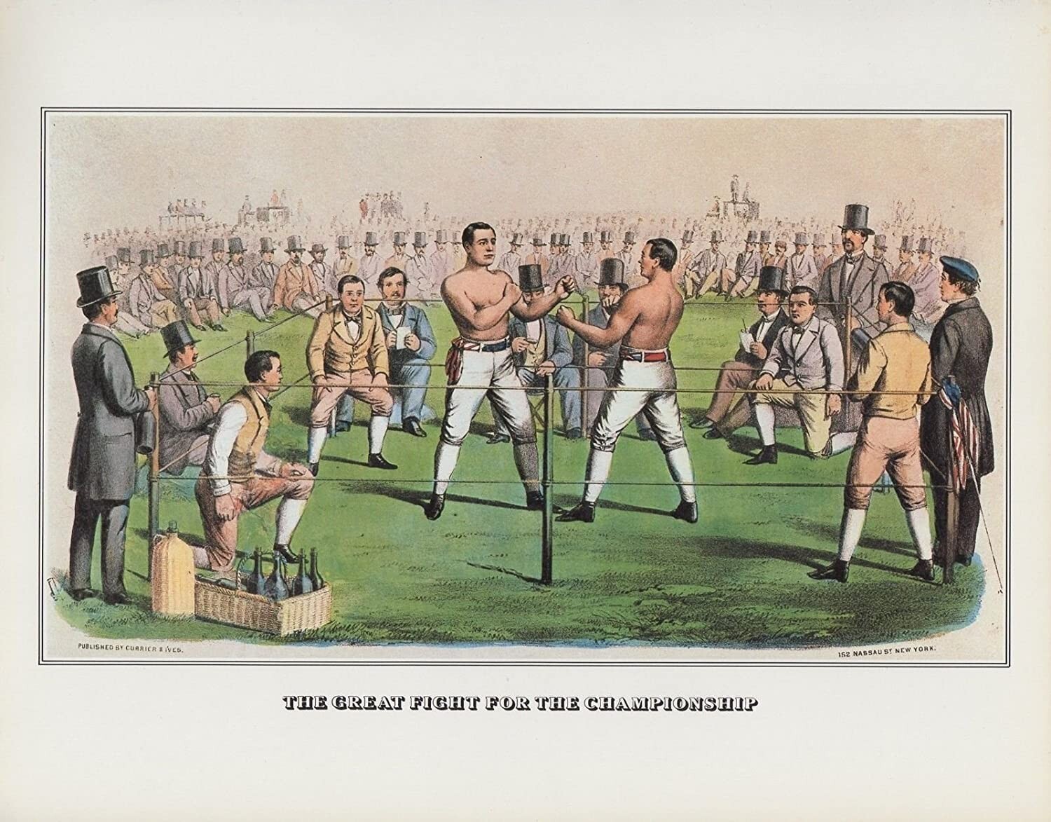 1978 Vintage “HEENAN SAYERS CHAMPIONSHIP” BOXING CURRIER & IVES COLOR Lithograph