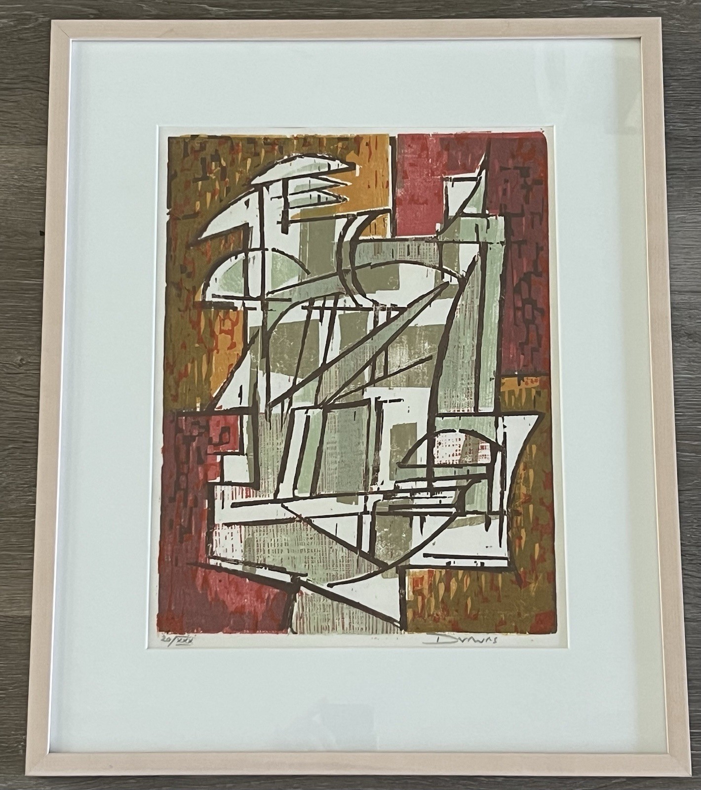 Werner Drewes Woodcut Print “Construction in Front of Red” 1972 -#20/30