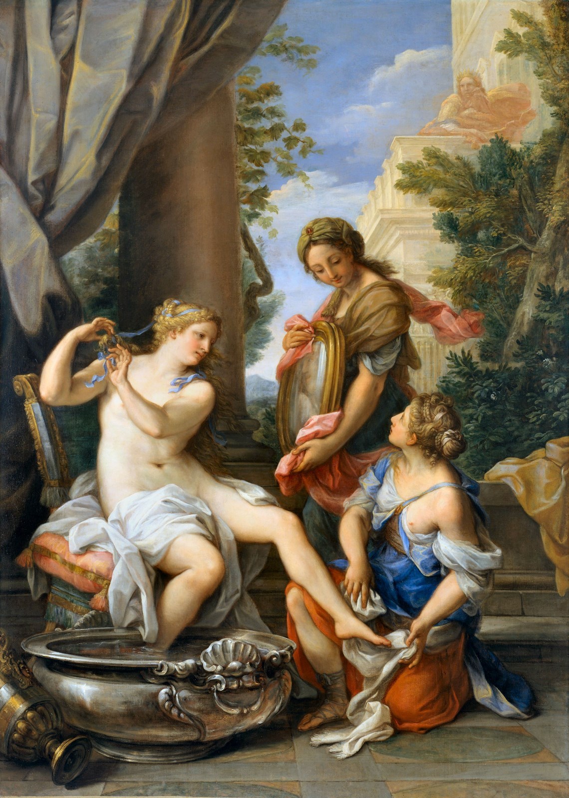 Bathsheba at Her Bath 1700 by Giuseppe Bartolomeo Chiari Old Masters 7×10 Print