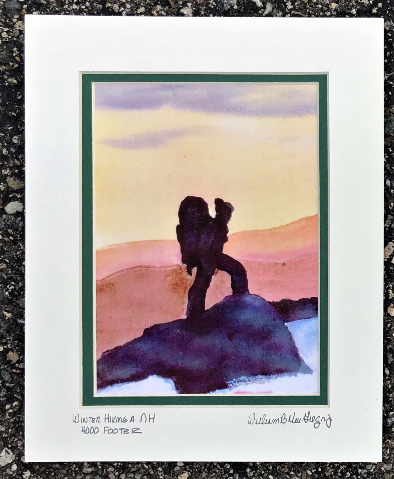 Hiking Art Print- White Mountains NH – winter hike backpacker – AMC 4000 footers