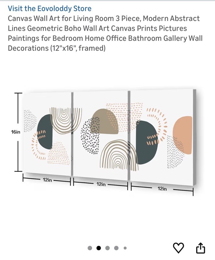 Modern Abstract Geometric Canvas Wall Art Prints Set of 3, Framed, 12×16 Inches