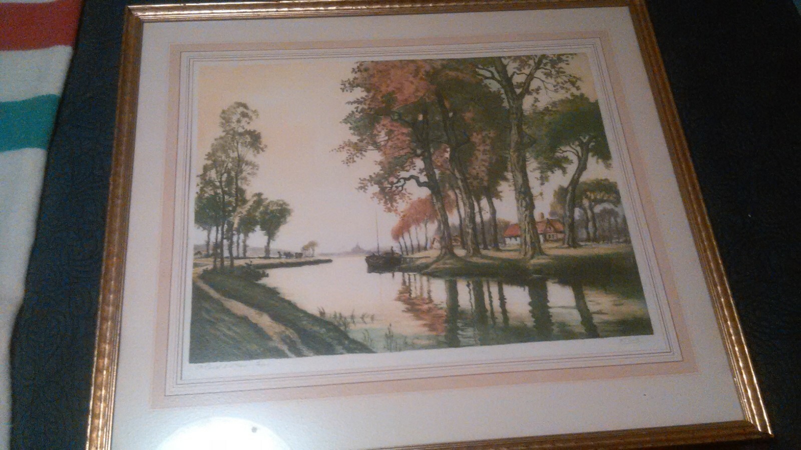 VINTAGE F.ROTH PRESS ETCHING SIDNEY Z.LUCAS PRINT /32″X 28″ FRAME
