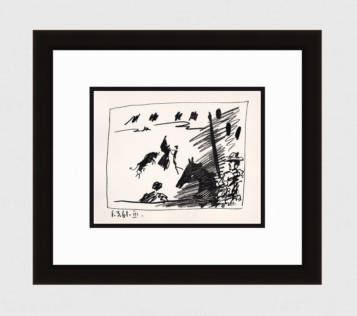 Great 1961 Pablo PICASSO Mourlot Lithograph “Jeu de la Cape” Gallery Framed COA