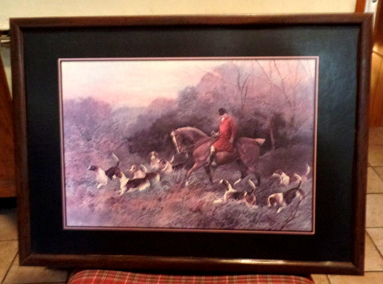 Vintage HEYWOOD HARDY “THE DRAW” Print with Wood Frame (No Glass)
