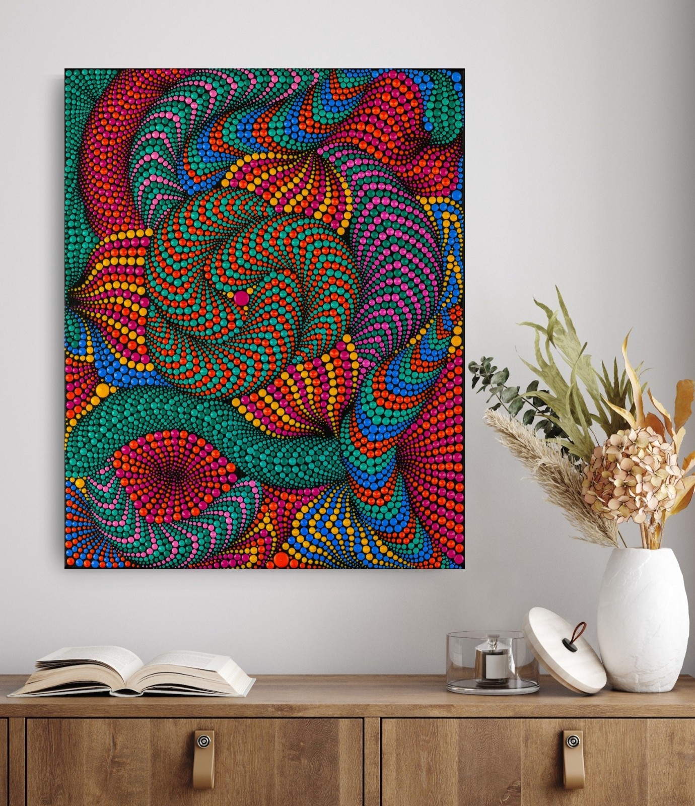 Psychedelic Abstract Canvas Print, Trippy Colorful Artwork, Optical illusion Art