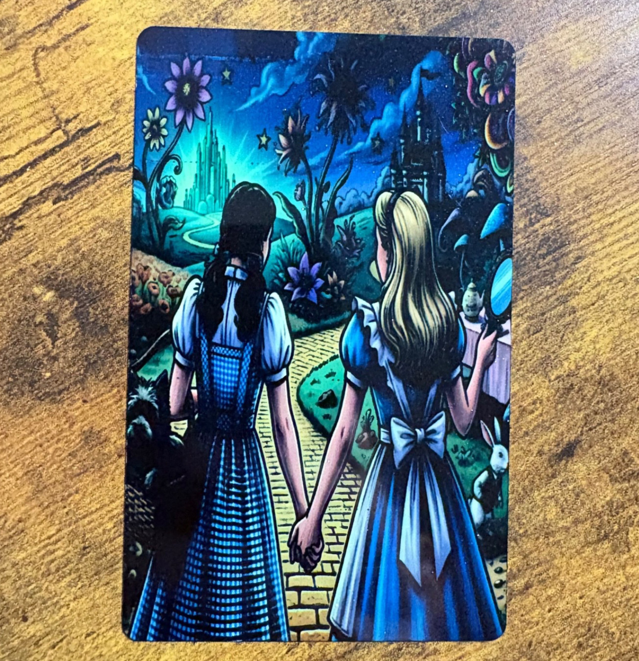 Alice and Dorothy Walk – metal magnet – Fridge – Locker – 3.4 x 2.1 x 0.01 in