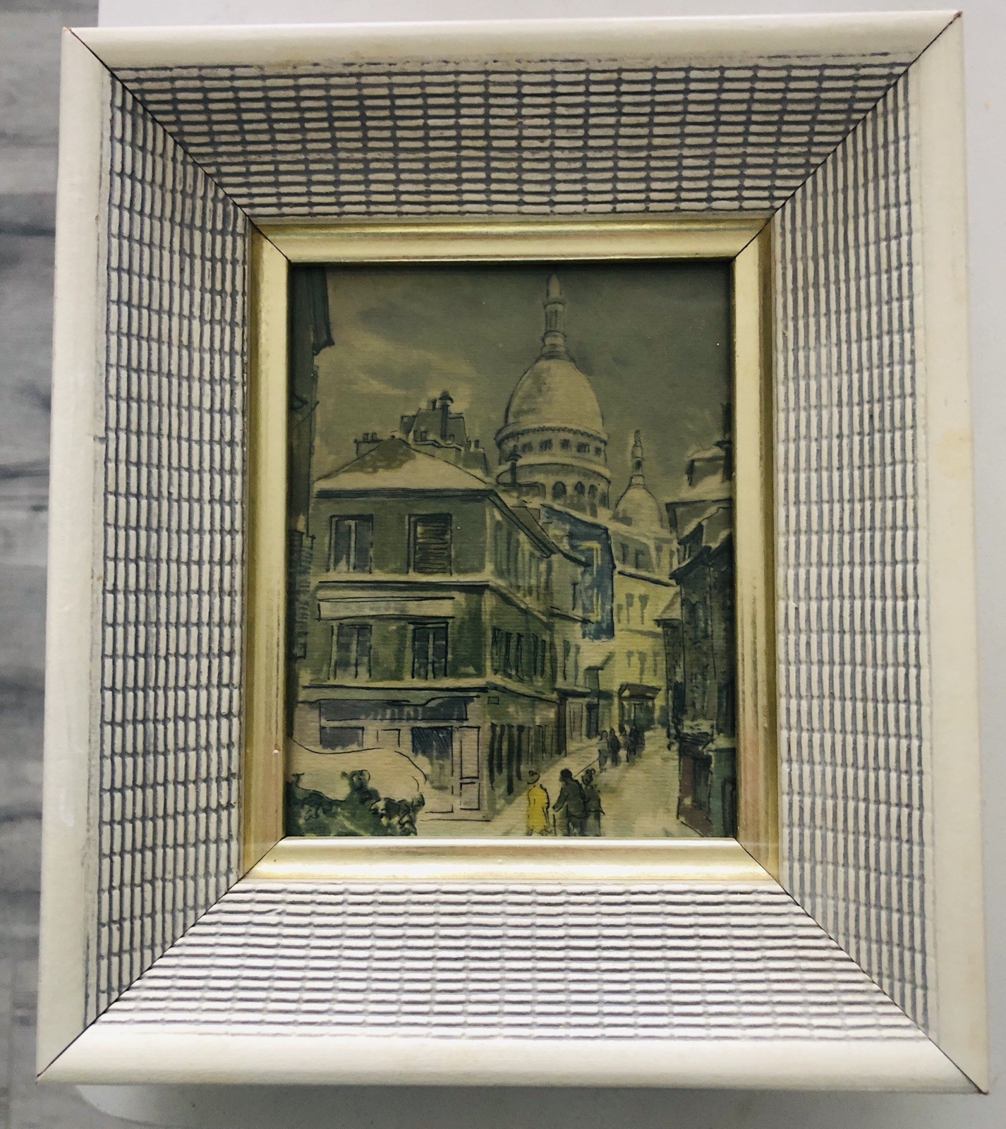 VTG MCM MAURICE UTRILLO SACRE-COEUR BASILICA MONTMARTE HEAVY WOOD FRAME