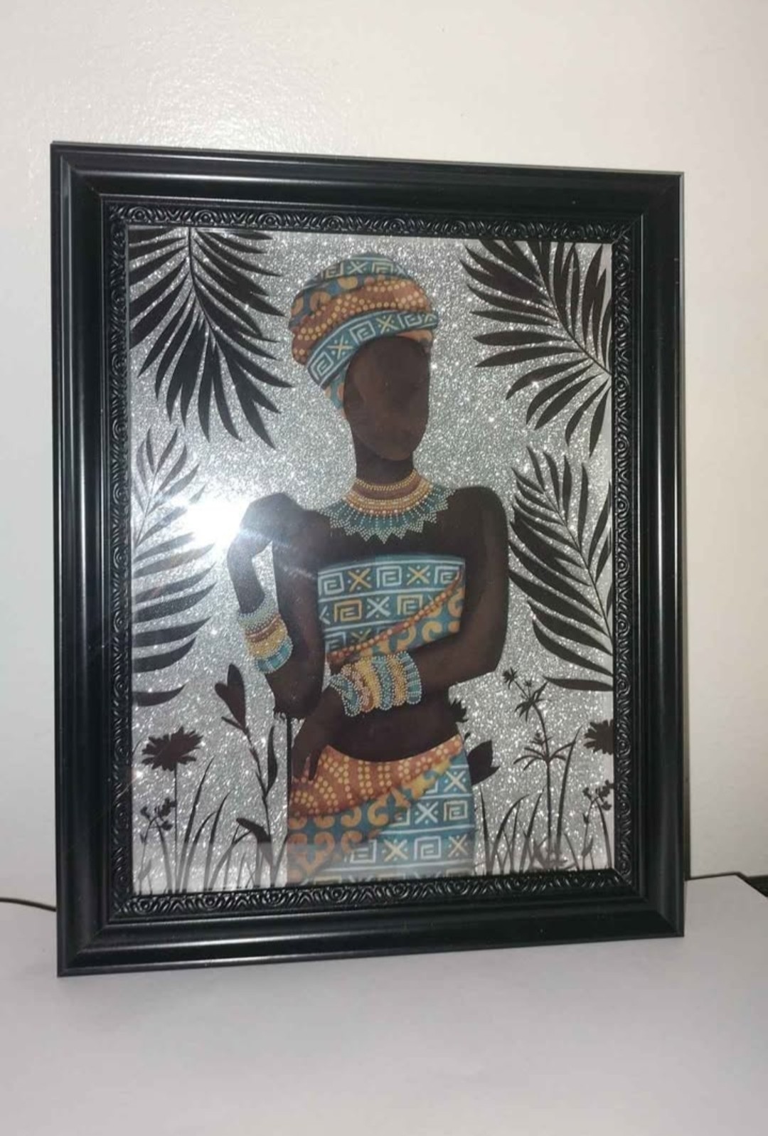 Framed Portrait Art Print of Woman Figure in Headwrap, Small Single Piece