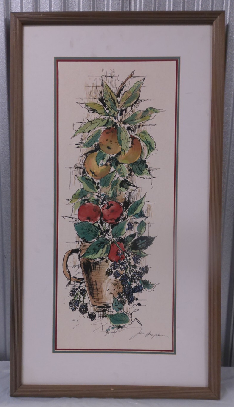 Blackberries by John Haymson – 23.5” X 42.5” (Hand Colored Watercolor) 1930s