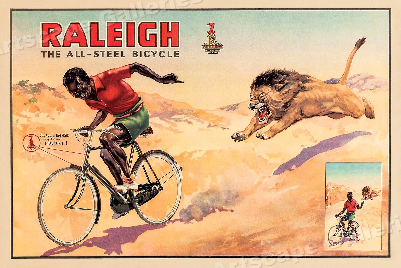Raleigh Steel Bicycle 1940s Vintage Style Unusual Cycling Poster – 16×24