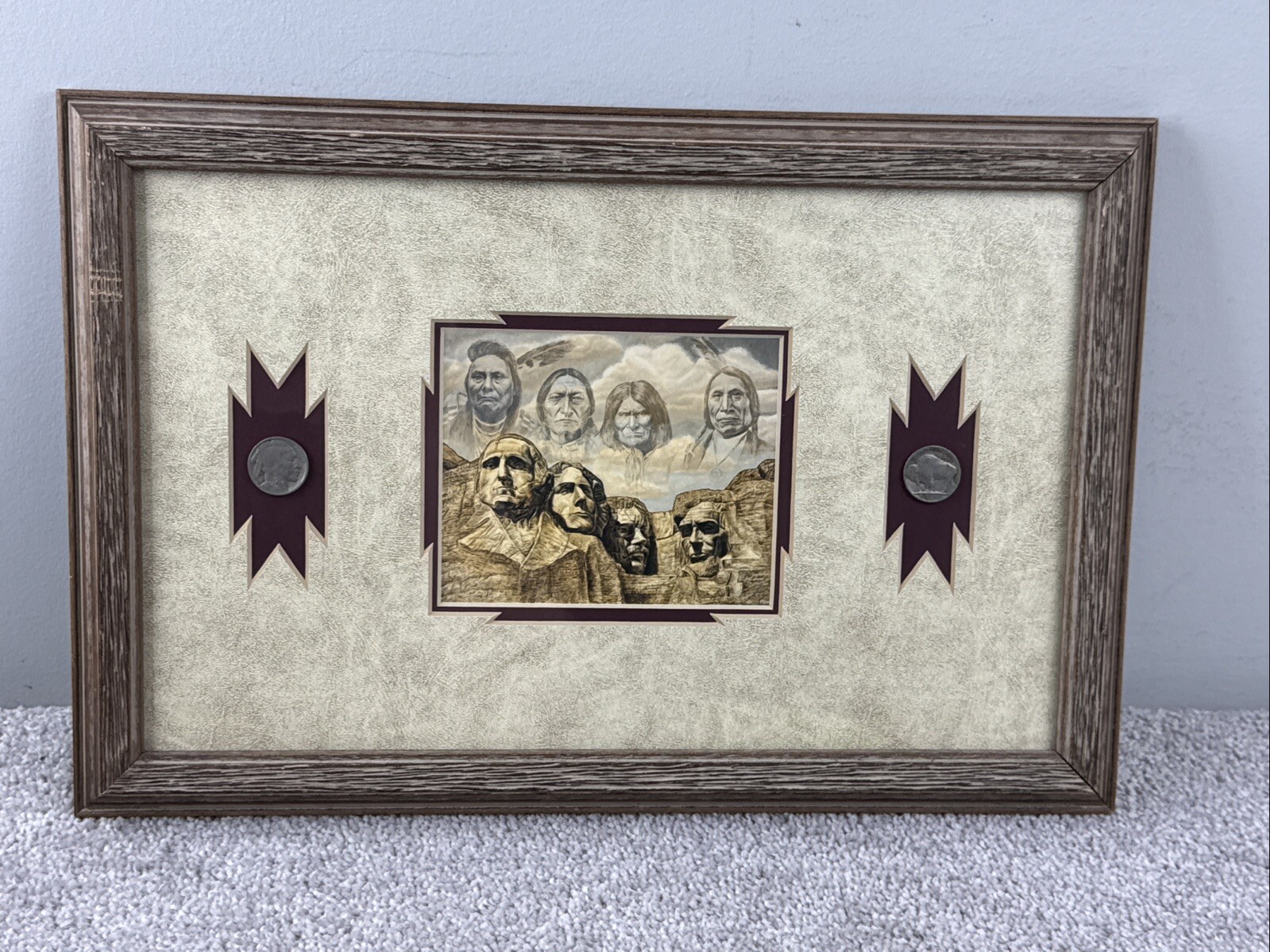 David C Behrens Founding Fathers Native American Buffalo Nickels Matted & Framed