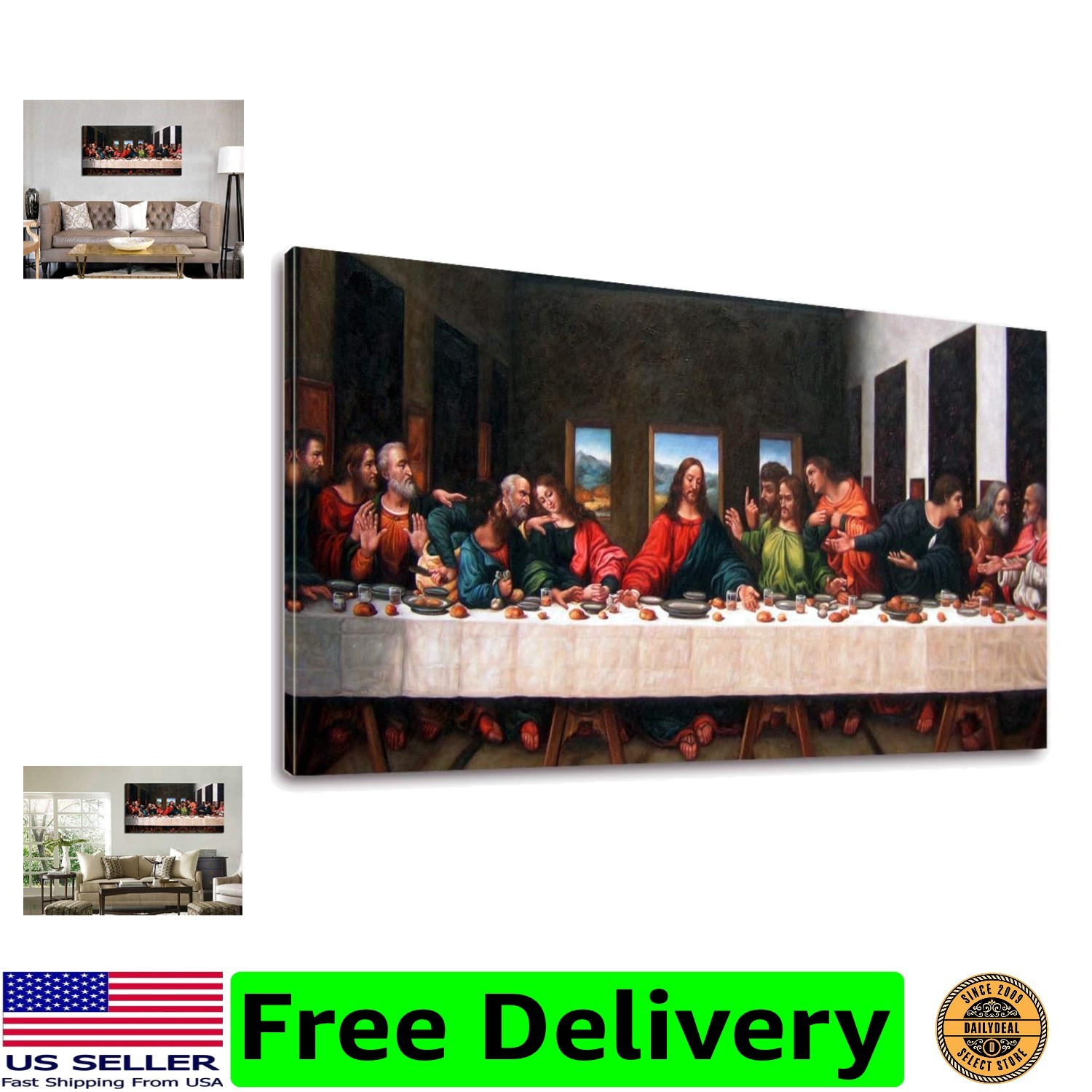 the Last Supper by by Leonardo Davinci- 20″ x 40″ Long Classic Painting Print…
