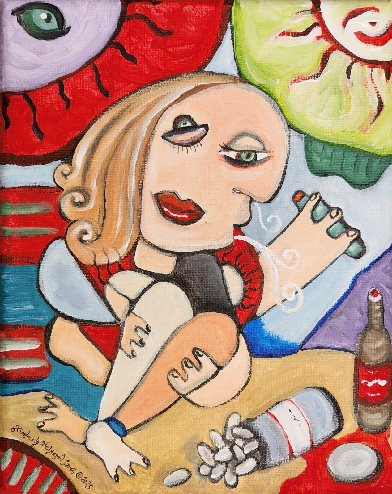 Vice CUBISM ABSTRACT Woman 5×7 Art Print Signed by Artist Kimberly Helgeson Sams