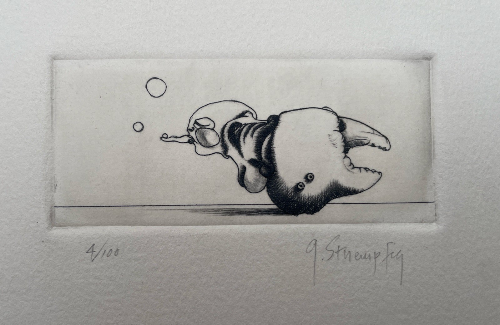 Signed George Stuempfig 4/100 Surrealist Etching On Paper “? Mermaid”