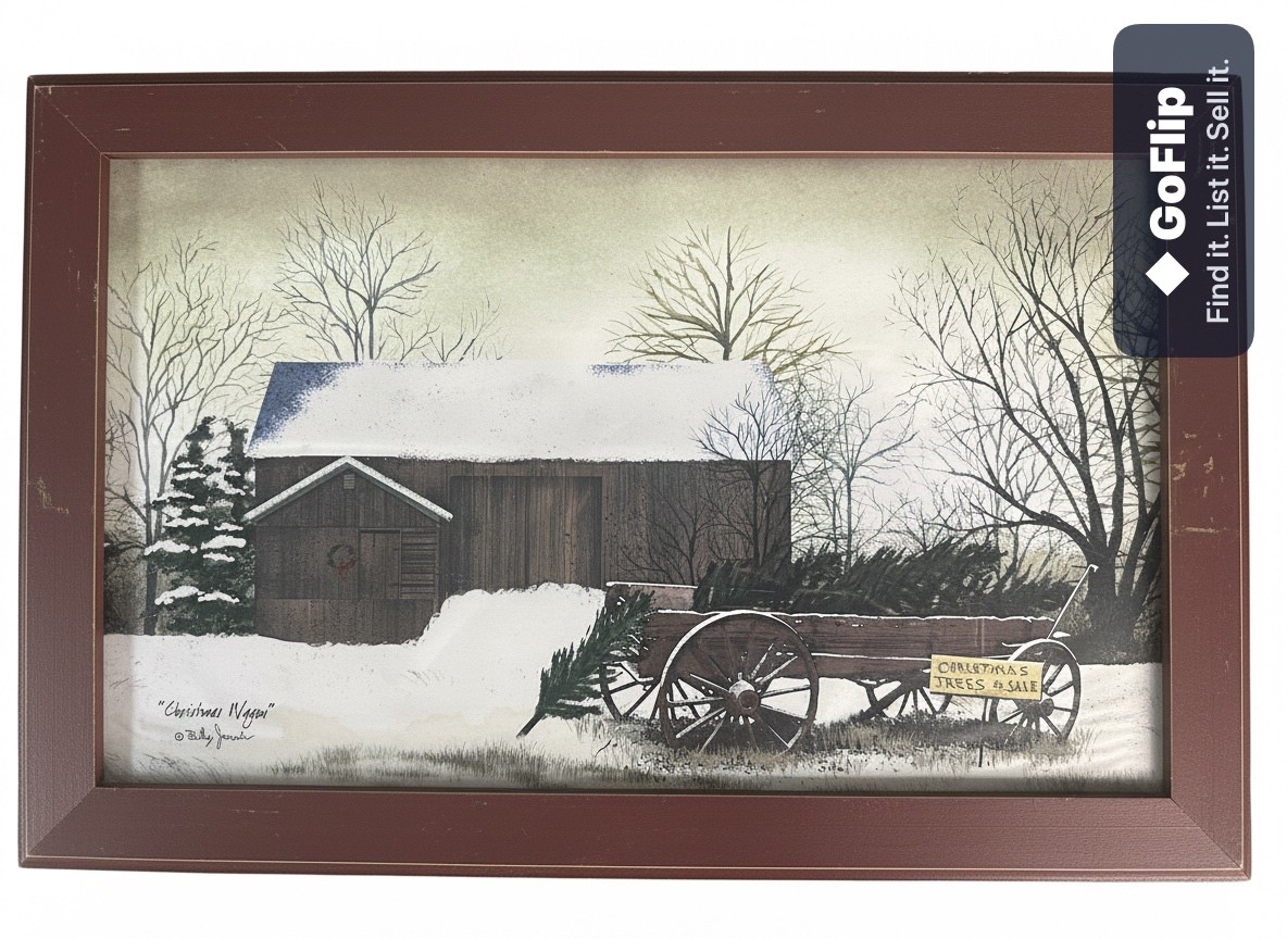 Billy Jacobs Christmas Wagon Framed Print Rustic Winter Barn Scene Art