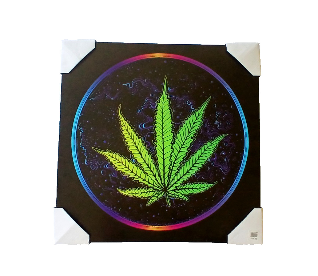Marijuana Cannabis Leaf Psychedelic Canvas Print Multicolor Wall Decor 18×18