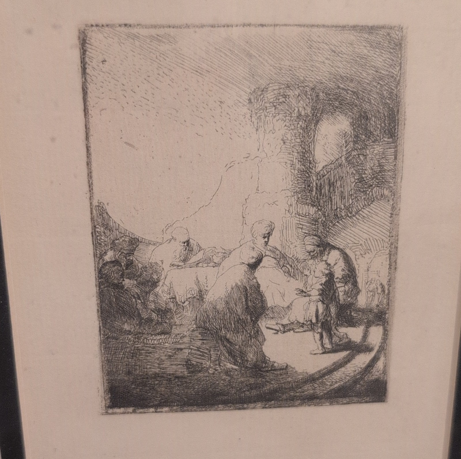 After Rembrandt Christ Disputing with the Doctors Etching 1880 Framed
