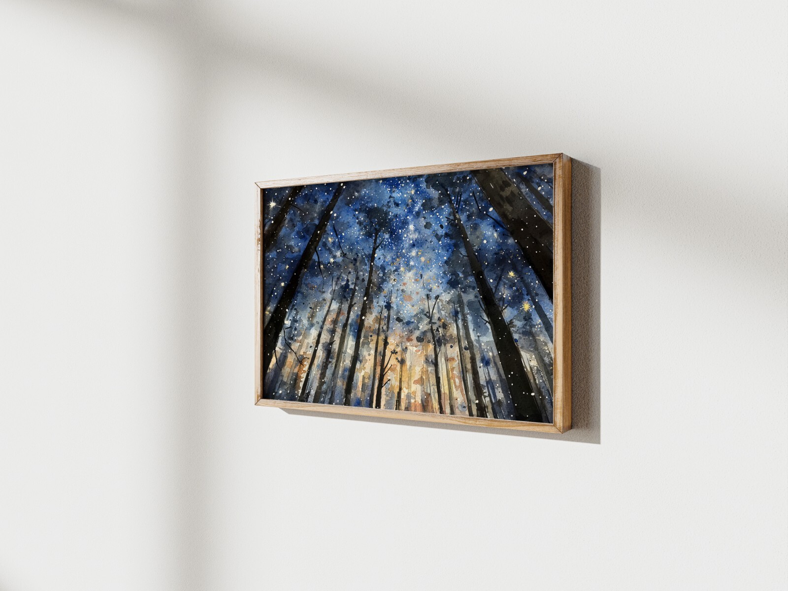 Starry Forest Night 5″x7″ Print on Matte Paper | Enchanting Woodland Watercolor