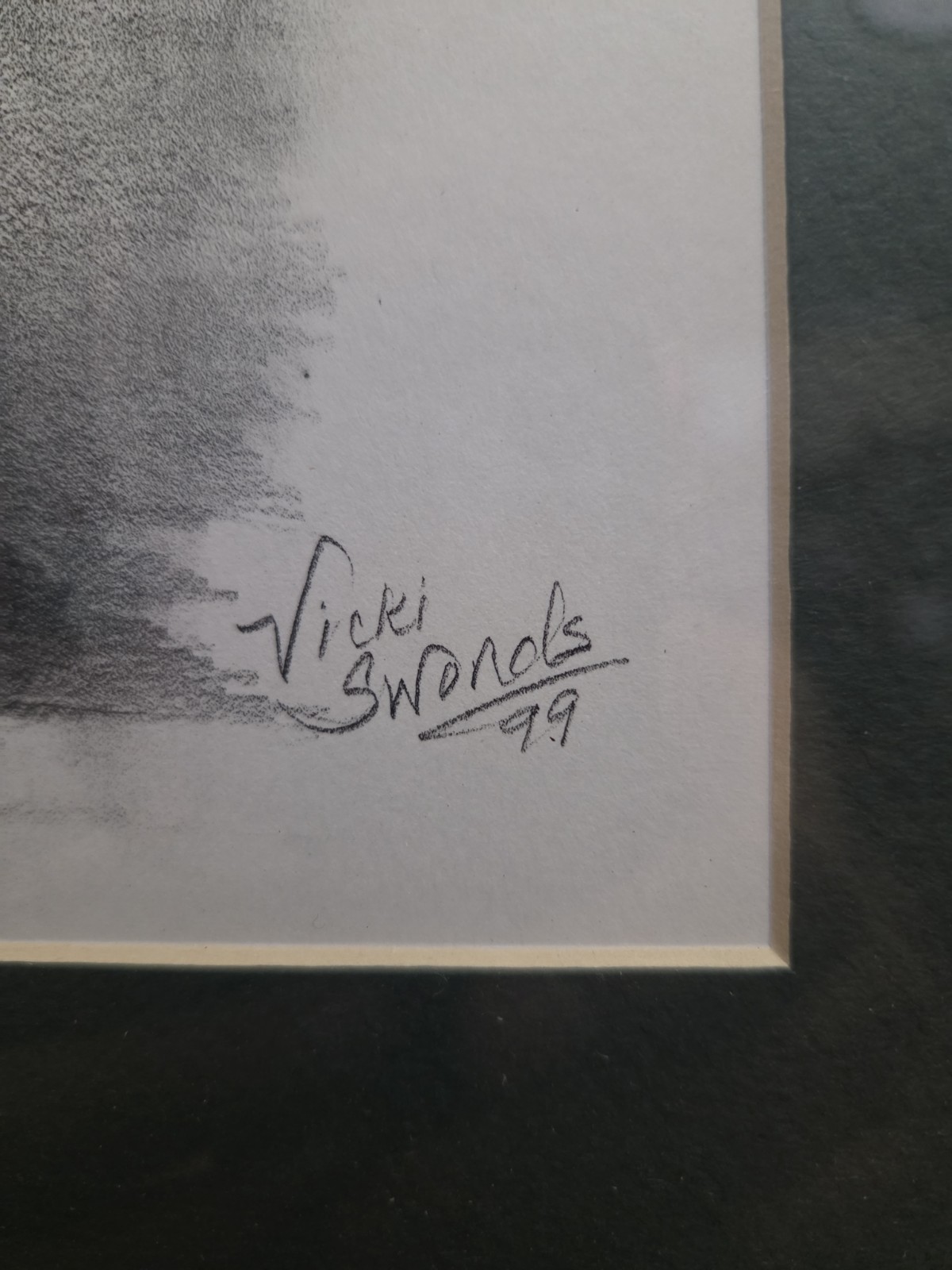 Vintage Portrait Of A young Girl, Signed Viki Swords On A Nice Frame