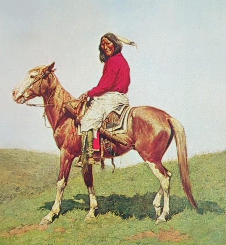 Frederic Remington Indian Warrior On Horse Vintage Western Art Bookplate Print 2