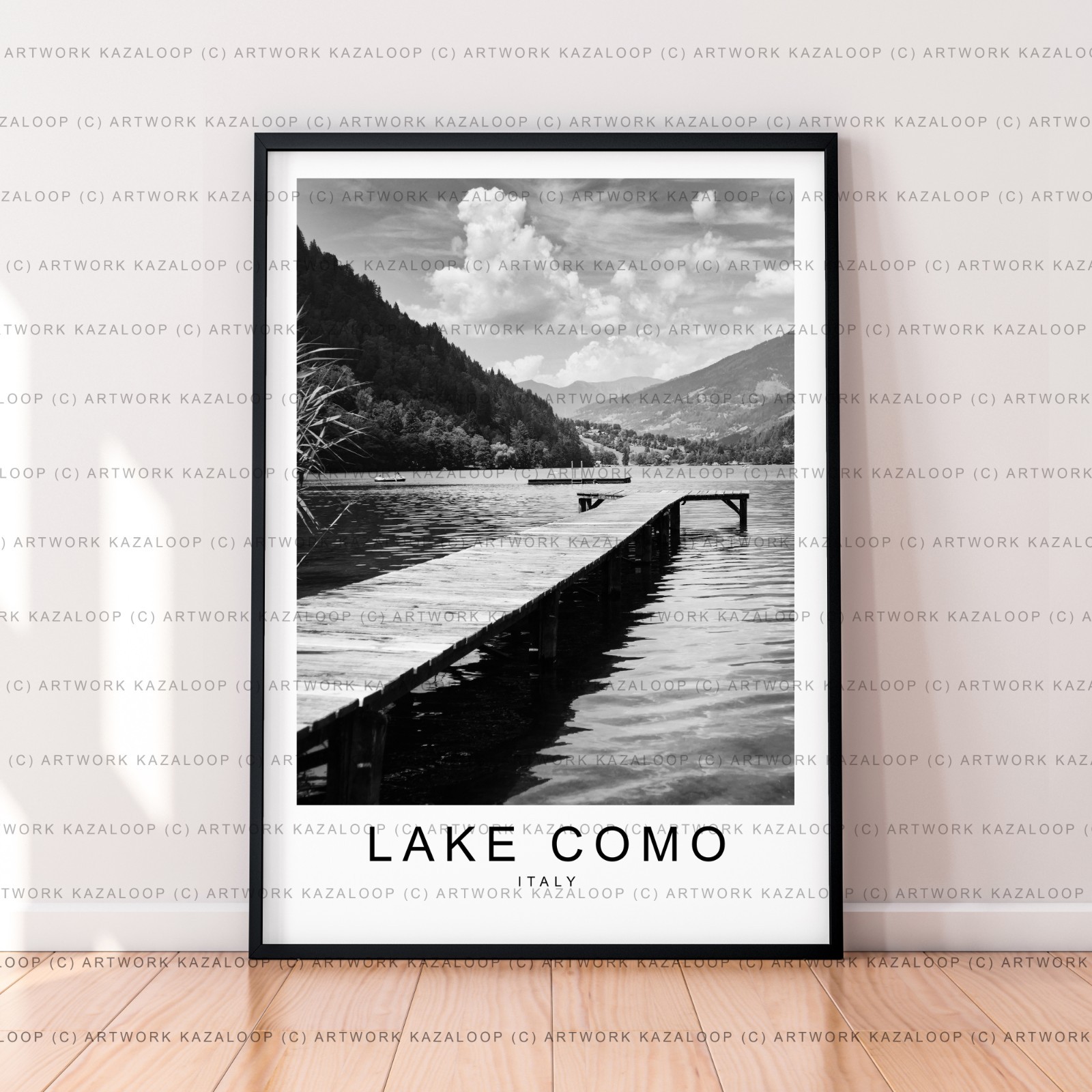 Unframed Lake Como Poster Print Black And White Lake Como Italy Greyscale