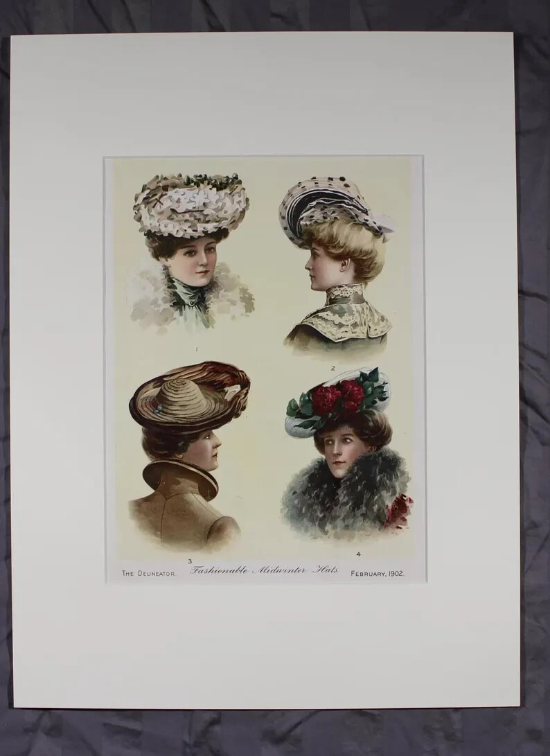 The Delineator Feb 1902 Fashion Plate Matted 12×16
