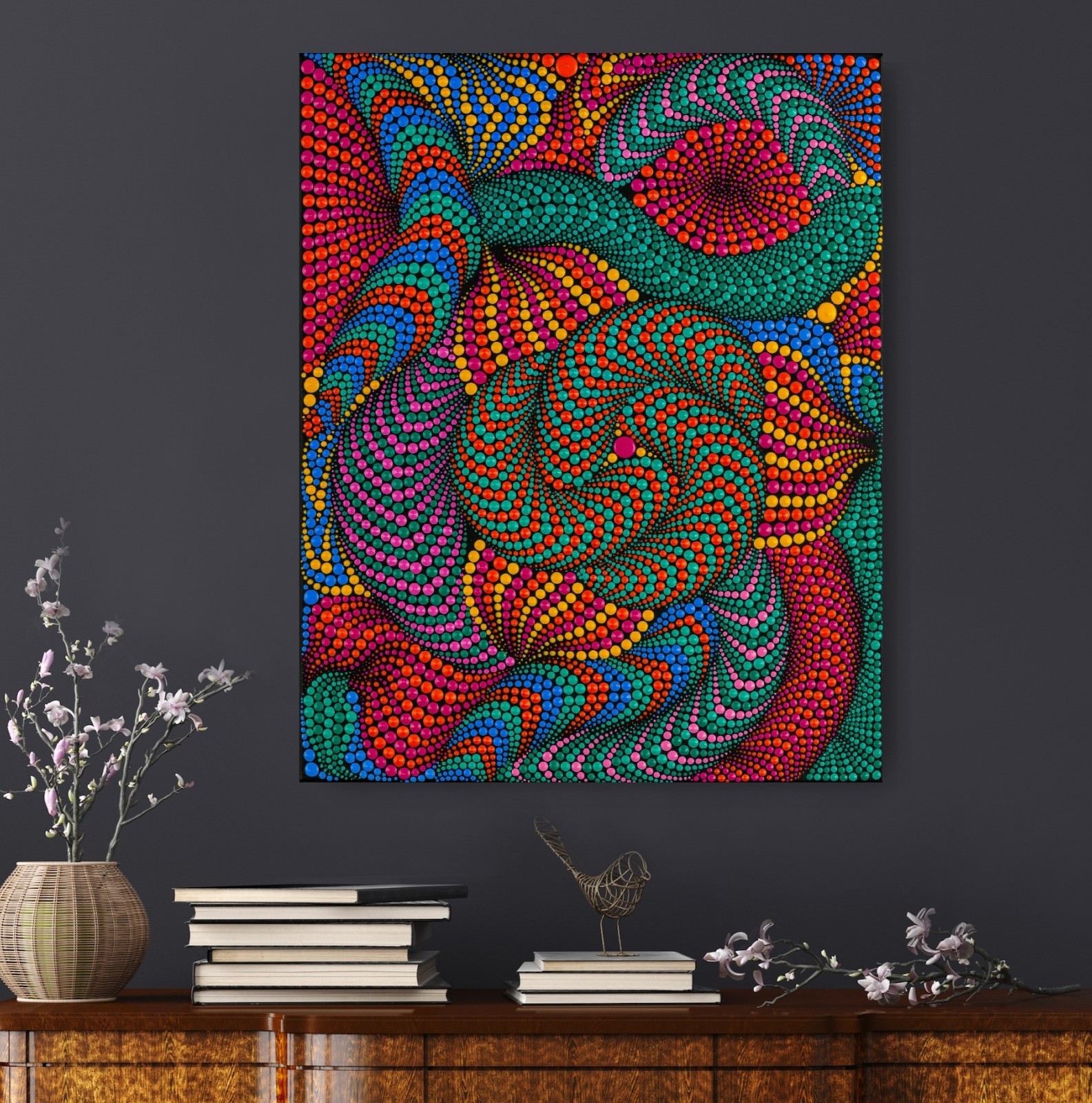 Psychedelic Abstract Canvas Print, Trippy Colorful Artwork, Optical illusion Art