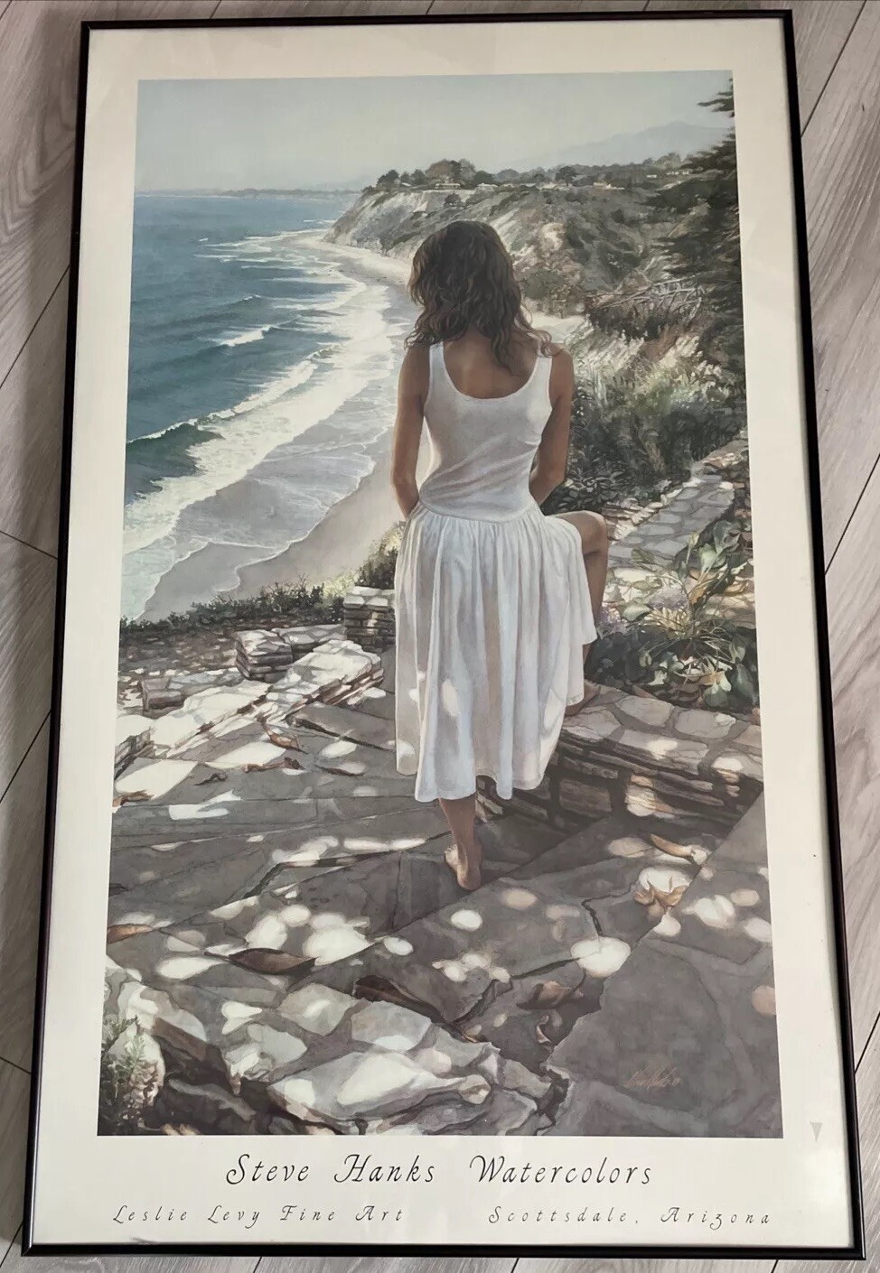 Steve Hanks COASTLINE Signed Frame39.5″X24″Fine Art Print By Leslie Levy