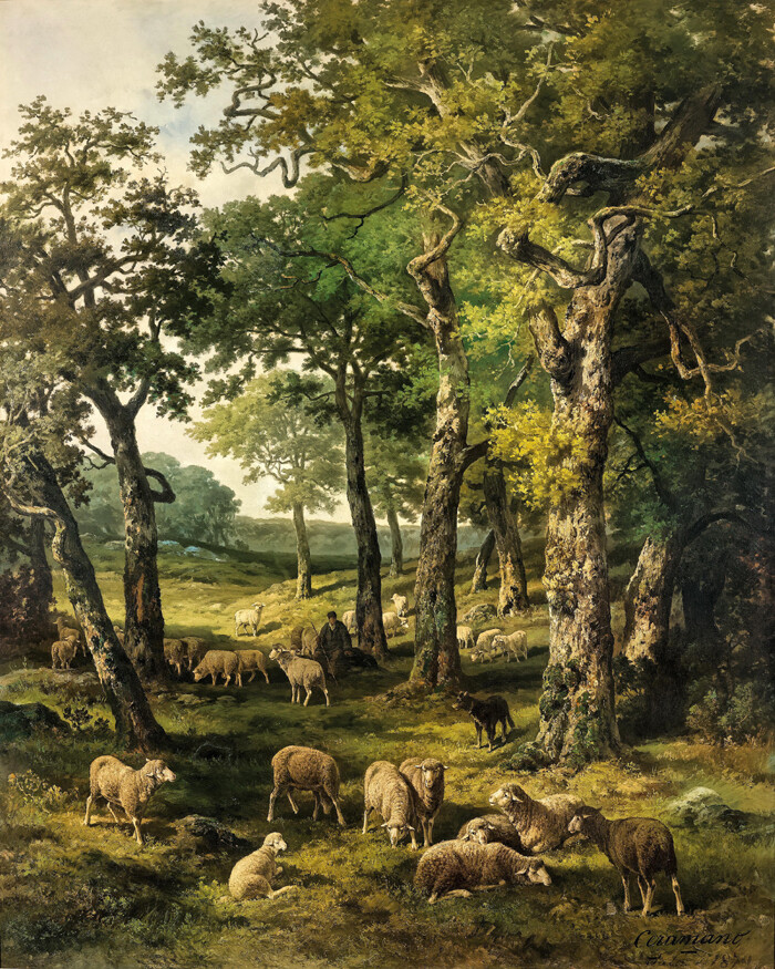 Sheeps in the Fontebro forest Giclee Art Oil painting HD printed on canvas L3024