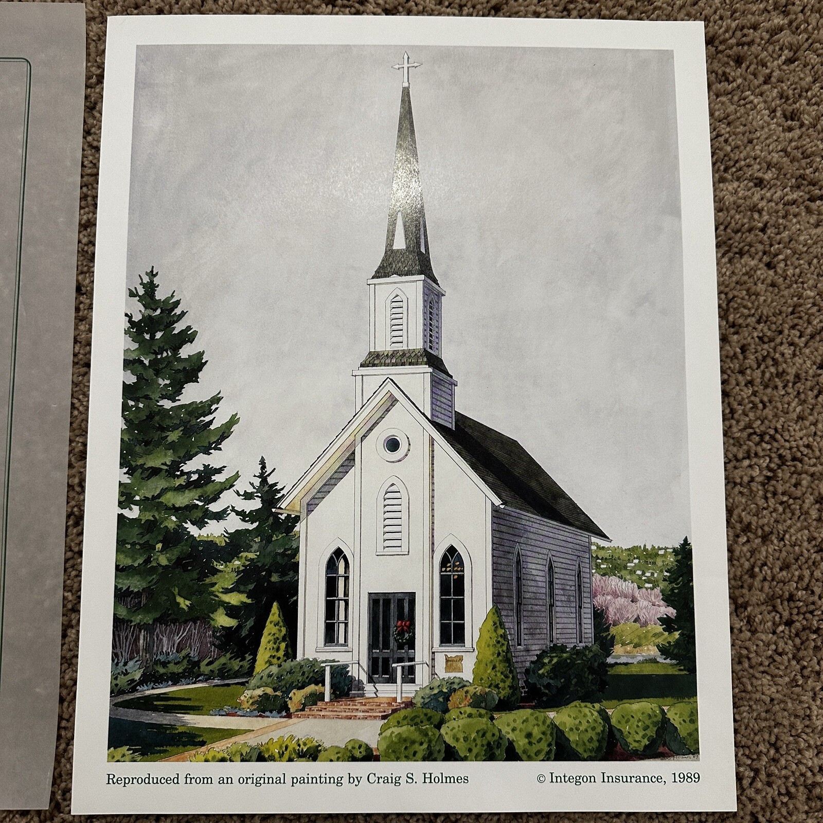 Vtg 1989 Oaks Pioneer Church Portland Oregon Painting Print Craig S Holmes 11×14