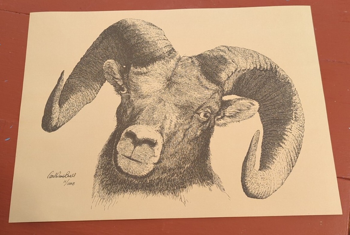 Artist Carl Dennis Buell Signed And Numbered 11/100 B Wildlife Art Print Ram