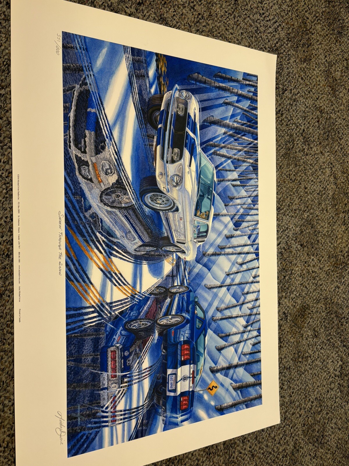 Michael Irvine Art Print Snakin Through The Snow, Ford Mustang Shelby , Cobra
