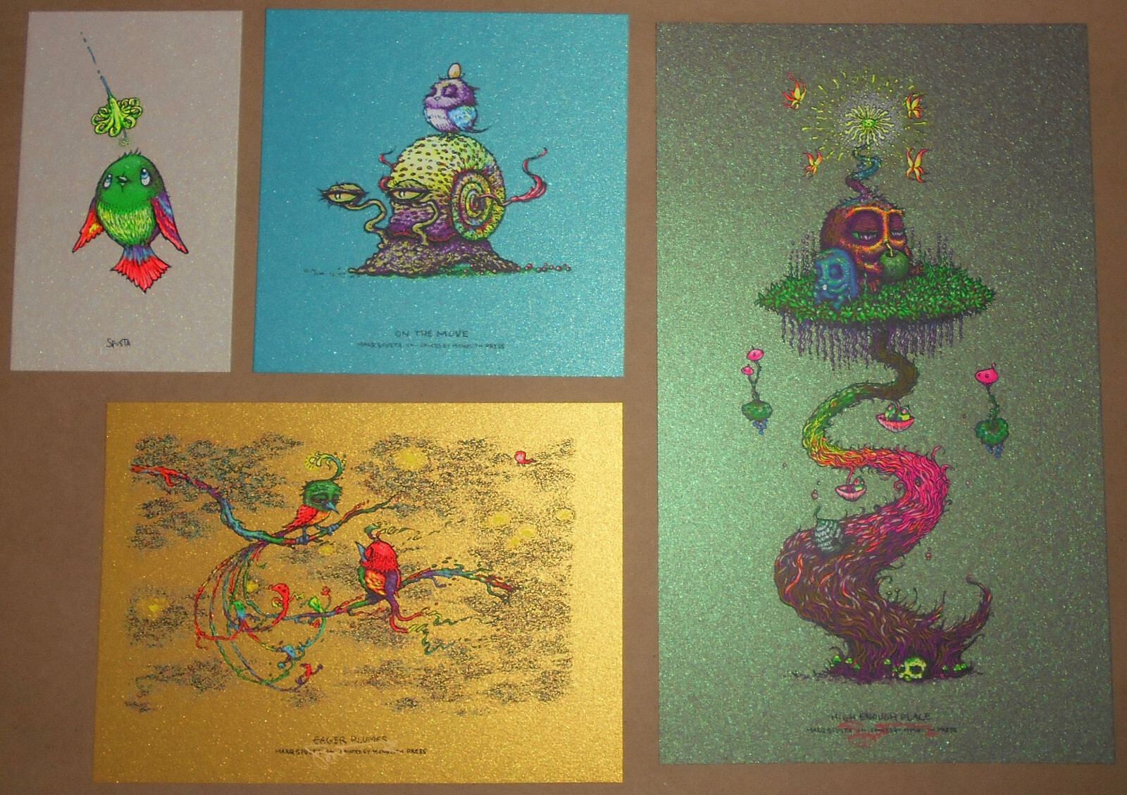 Marq Spusta High Enough Place 4 Mini Screen Print Set Eager Plumes On The Move