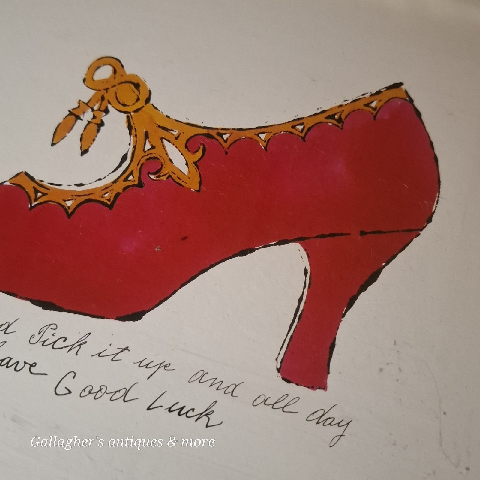 Lot Of 2 Andy Warhol Red High Heel Shoe Framed Prints
