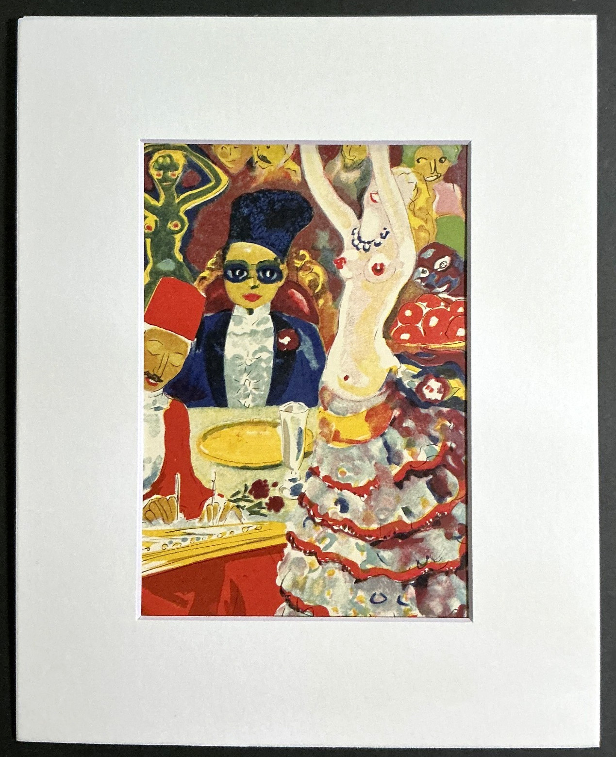 Kees Van Dongen. In 8×10 Mat, Frame-Ready. Nude Dancer at Feast Original Fauvist