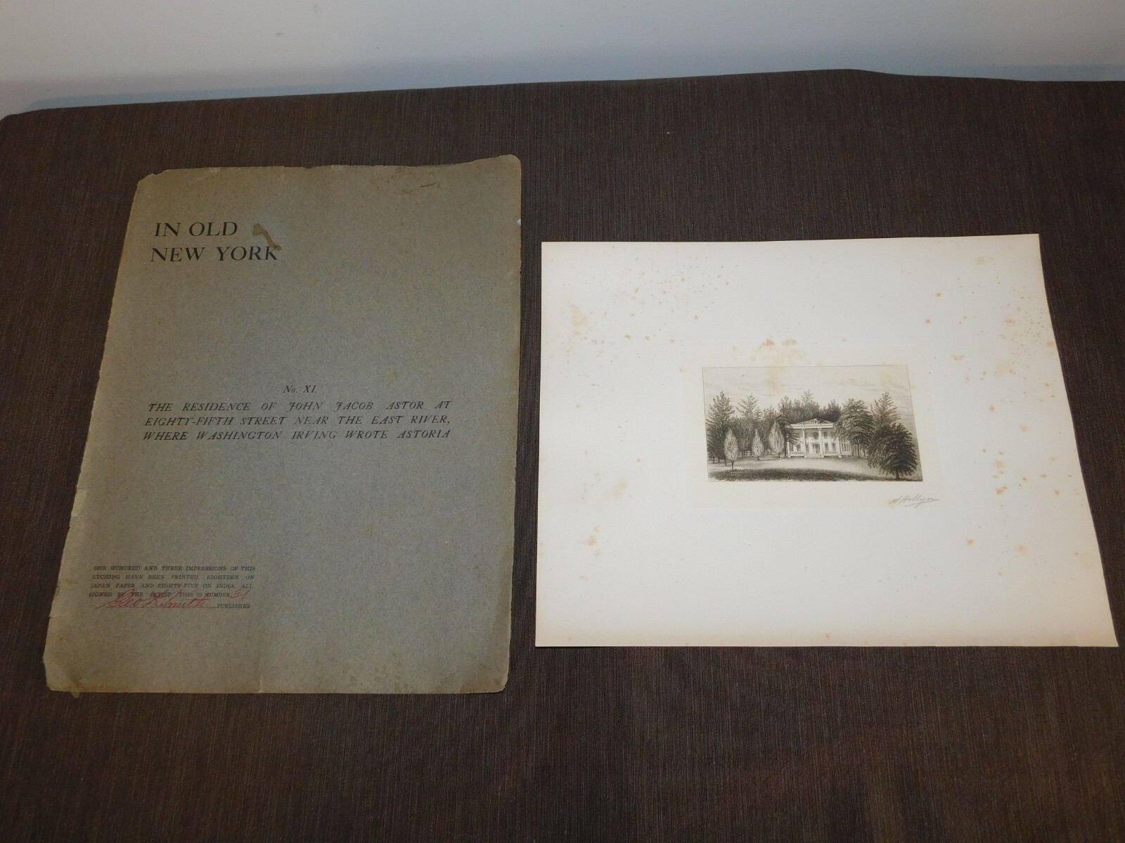 VINTAGE 6 1/2″ X 4 1/2″ IN OLD NEW YORK JOHN JACOB ASTOR HOUSE ETCHING