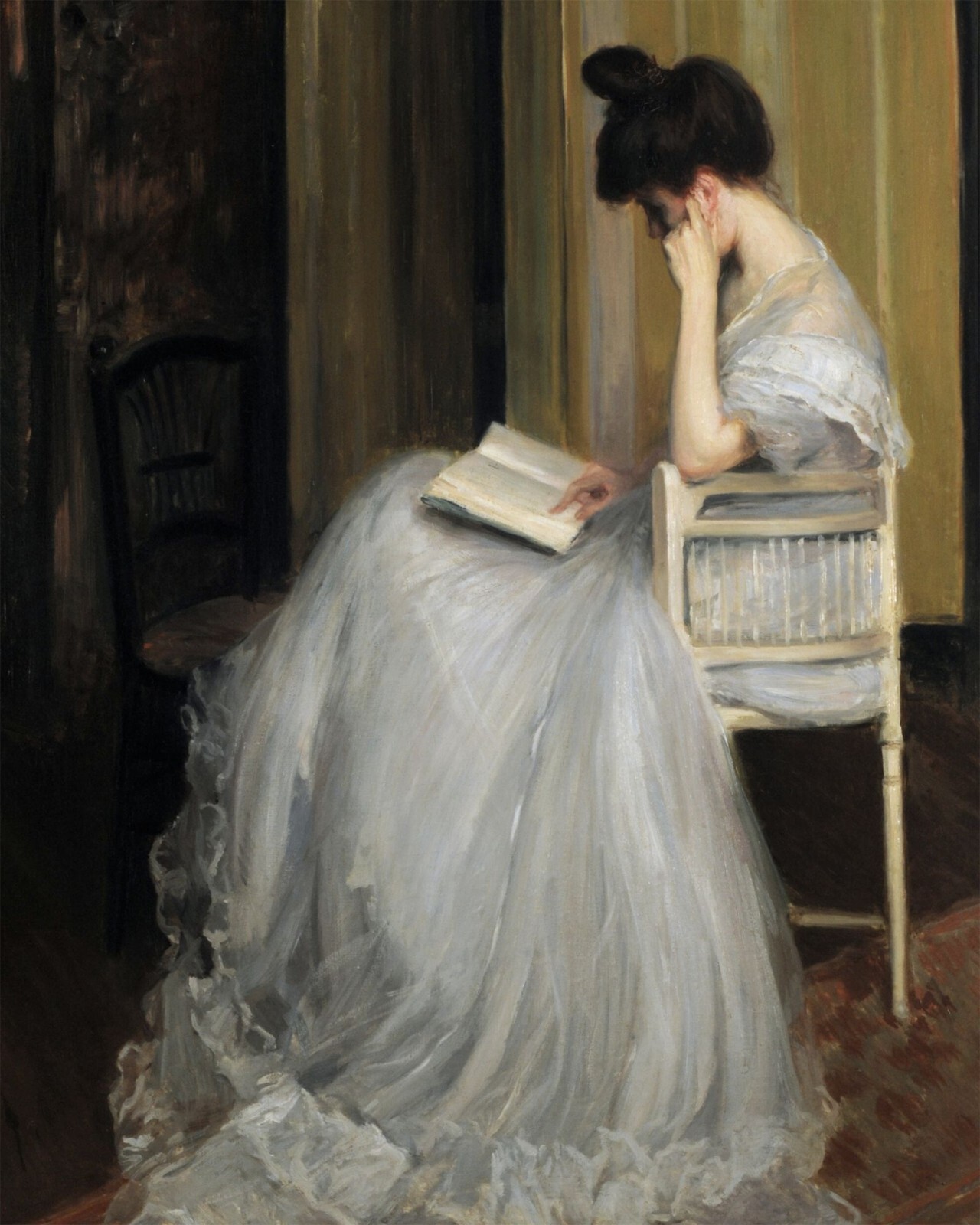 Woman Reading Antique Reproduction Painting Giclee Print on Fine Art Paper