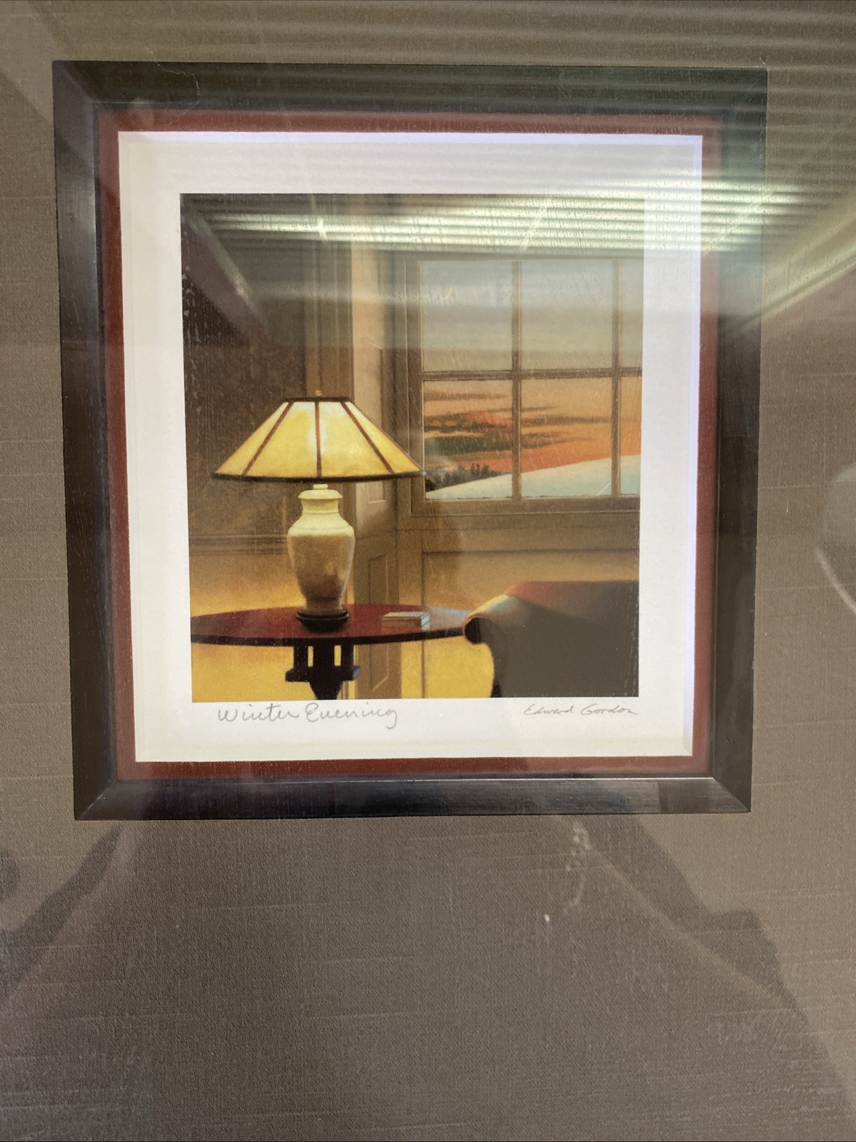 Edward Gordon “Winter Evening” Signed Print – Framed & Double Matted 6×5.5in