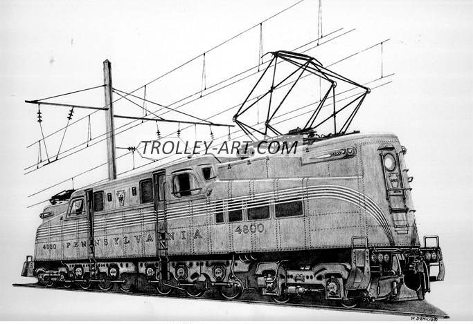 GG1 Pennsylvania Railroad Locomotive 11″ x 17″pencil print of #4800 AKA “Rivets”
