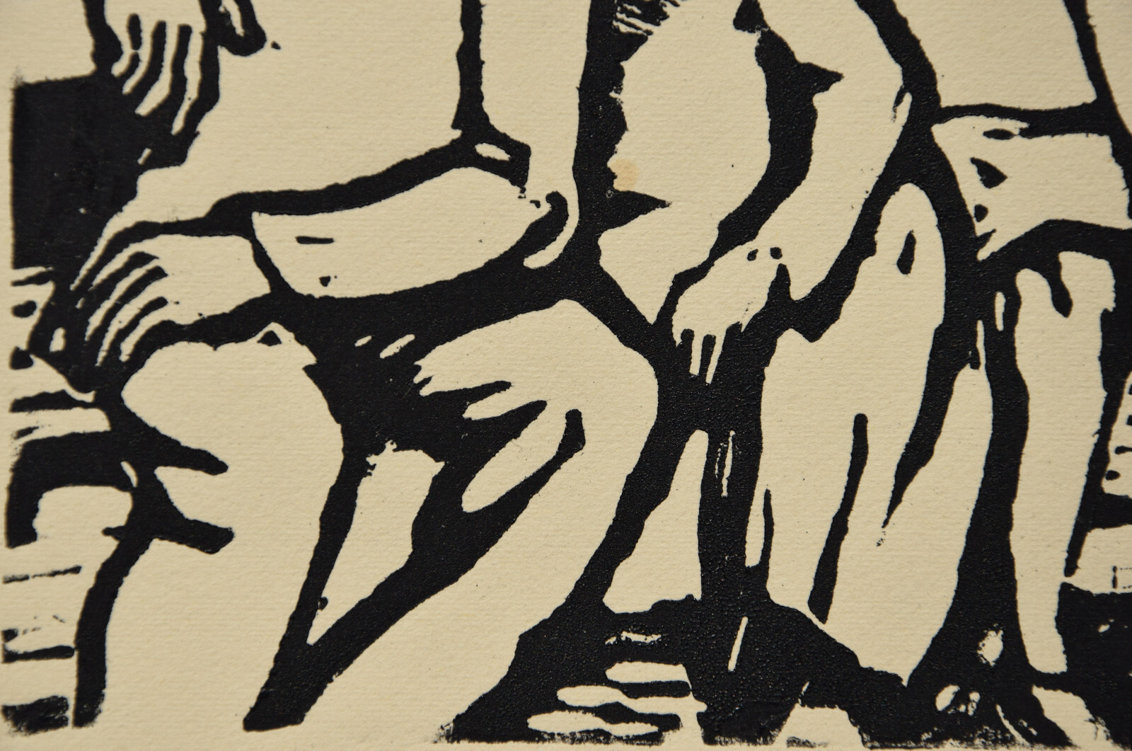 Arnold Hilmer 1908-1993 Hamburg/linocut around 1930/people on boat